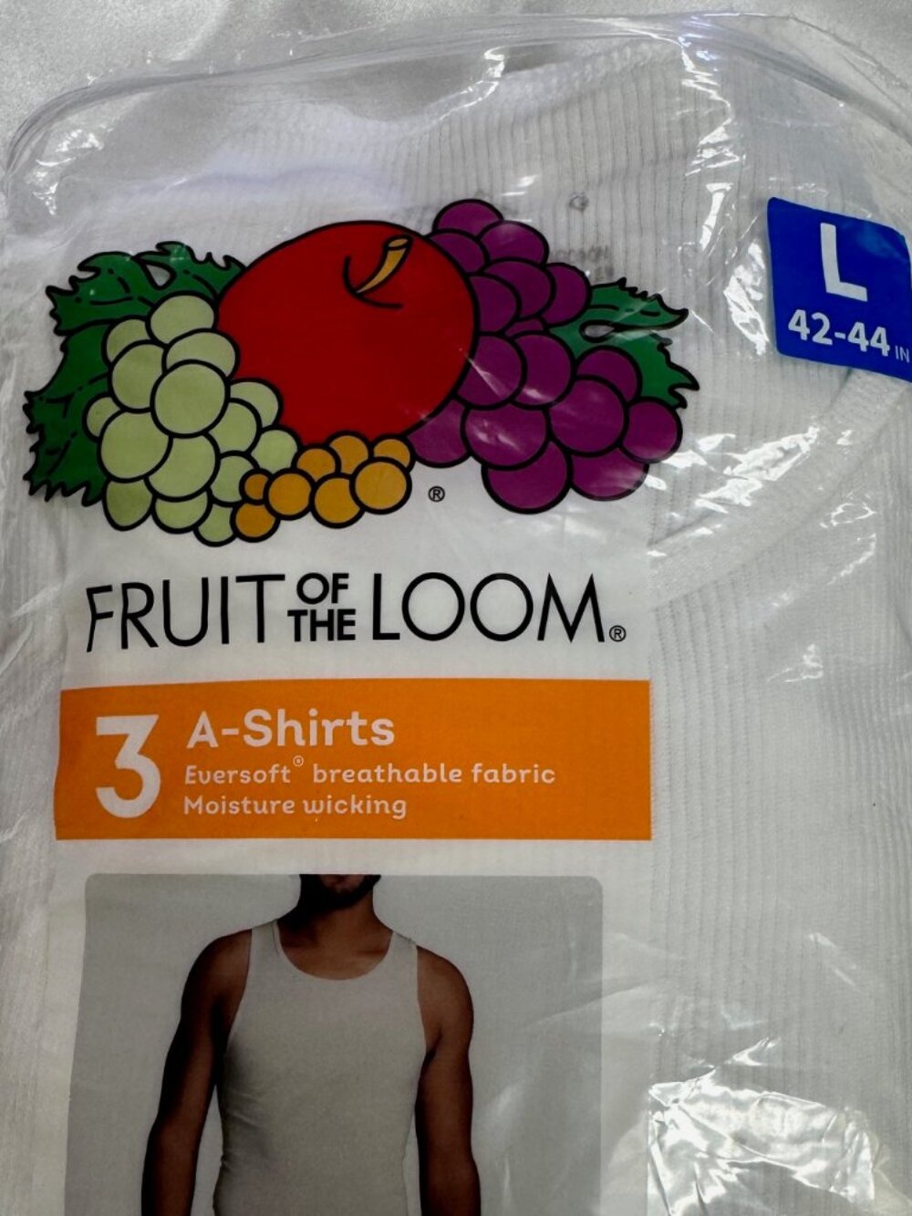 Fruit of the Loom Pack of 3 A-Shirts - Large